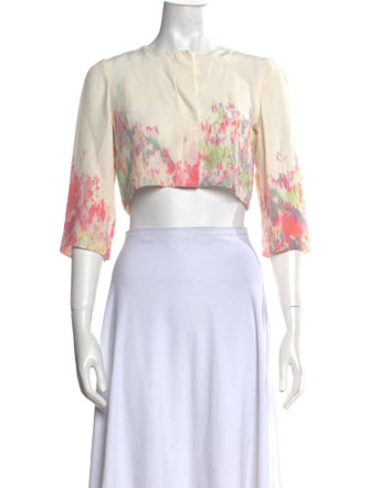 Alessandro Dell'Acqua Silk Floral Print Crop Top