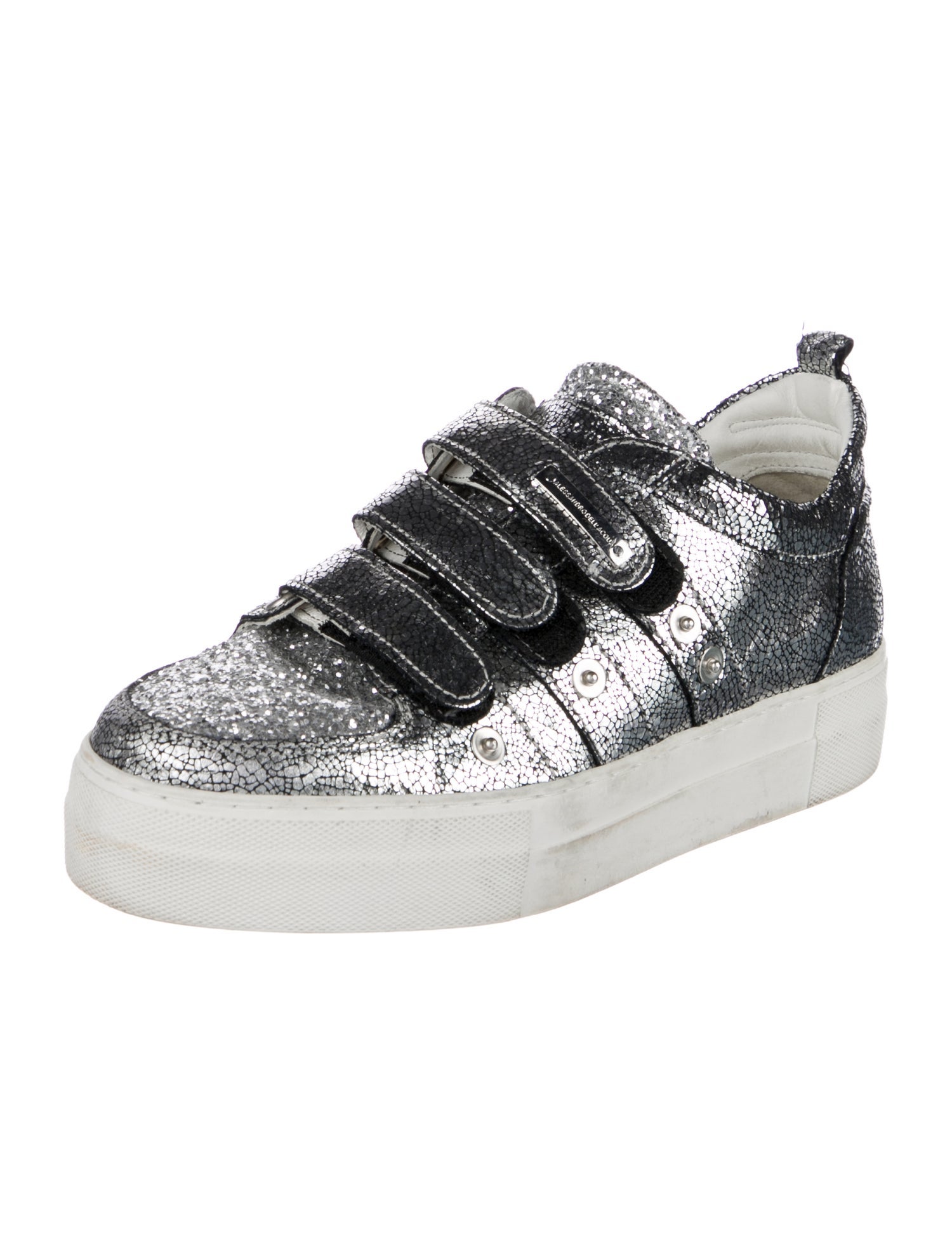 Alessandro Dell'Acqua Leather Glitter Accents Sneakers