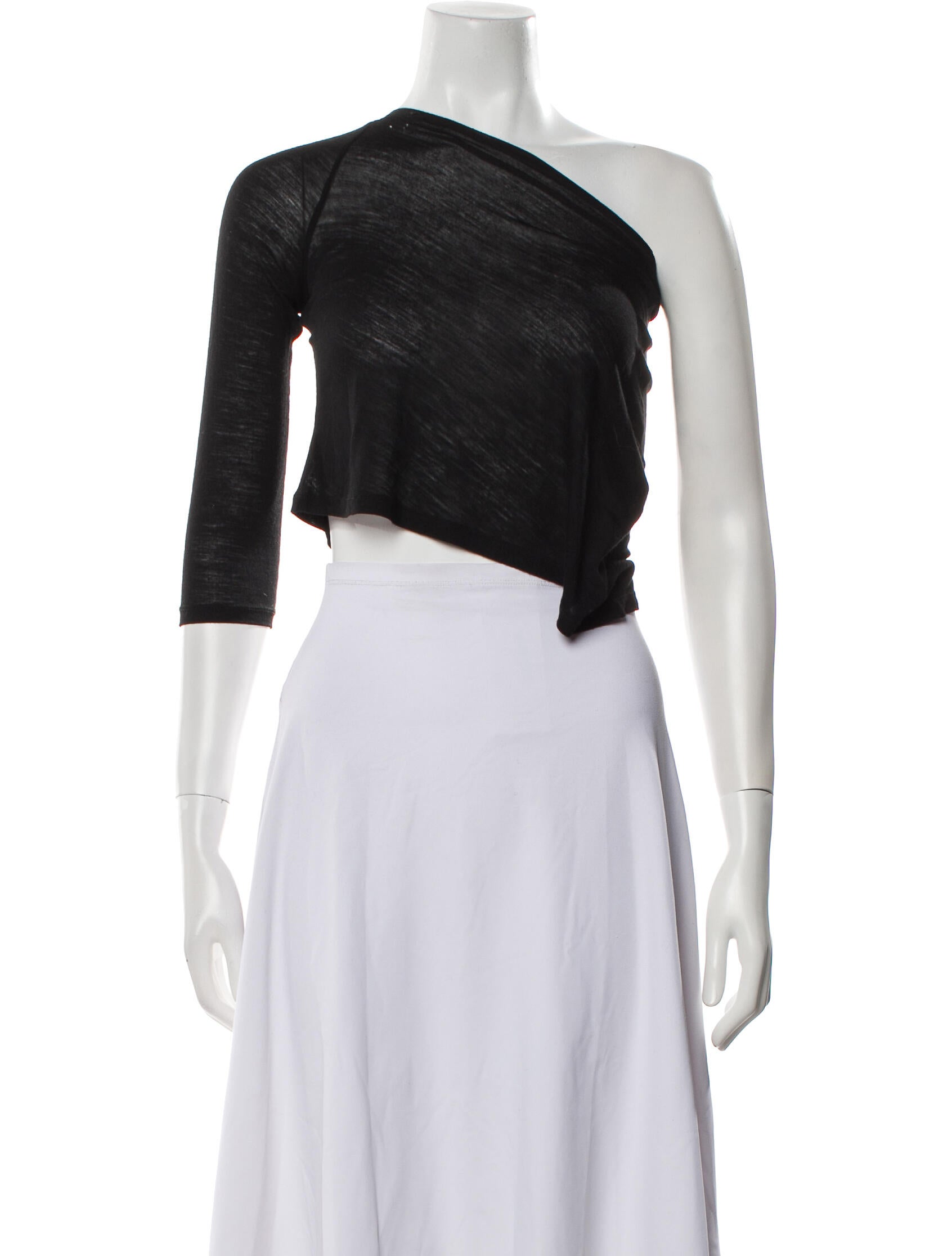 Alessandro Dell'Acqua One-Shoulder Three-Quarter Sleeve Crop Top