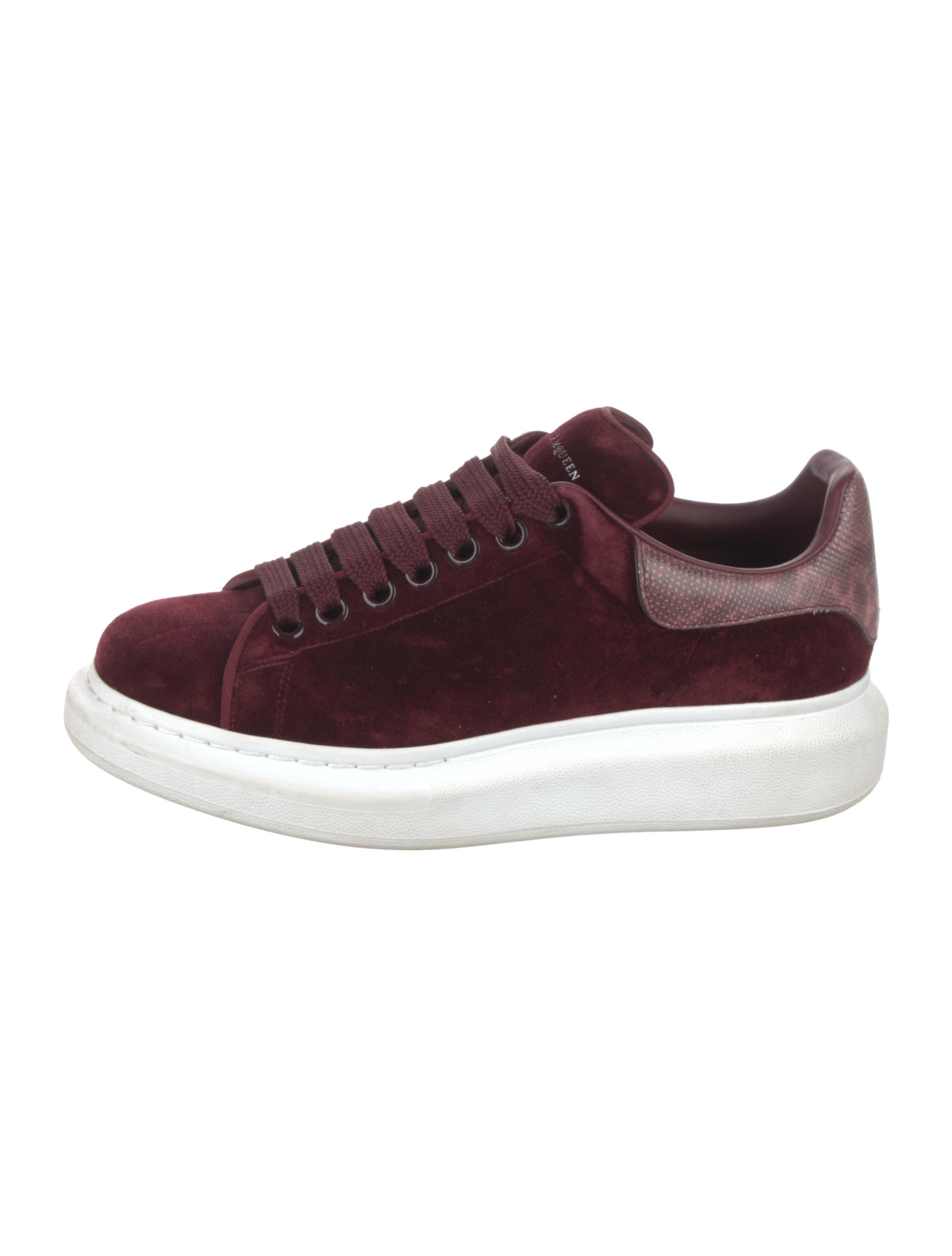 burgundy velvet alexander mcqueen sneakers