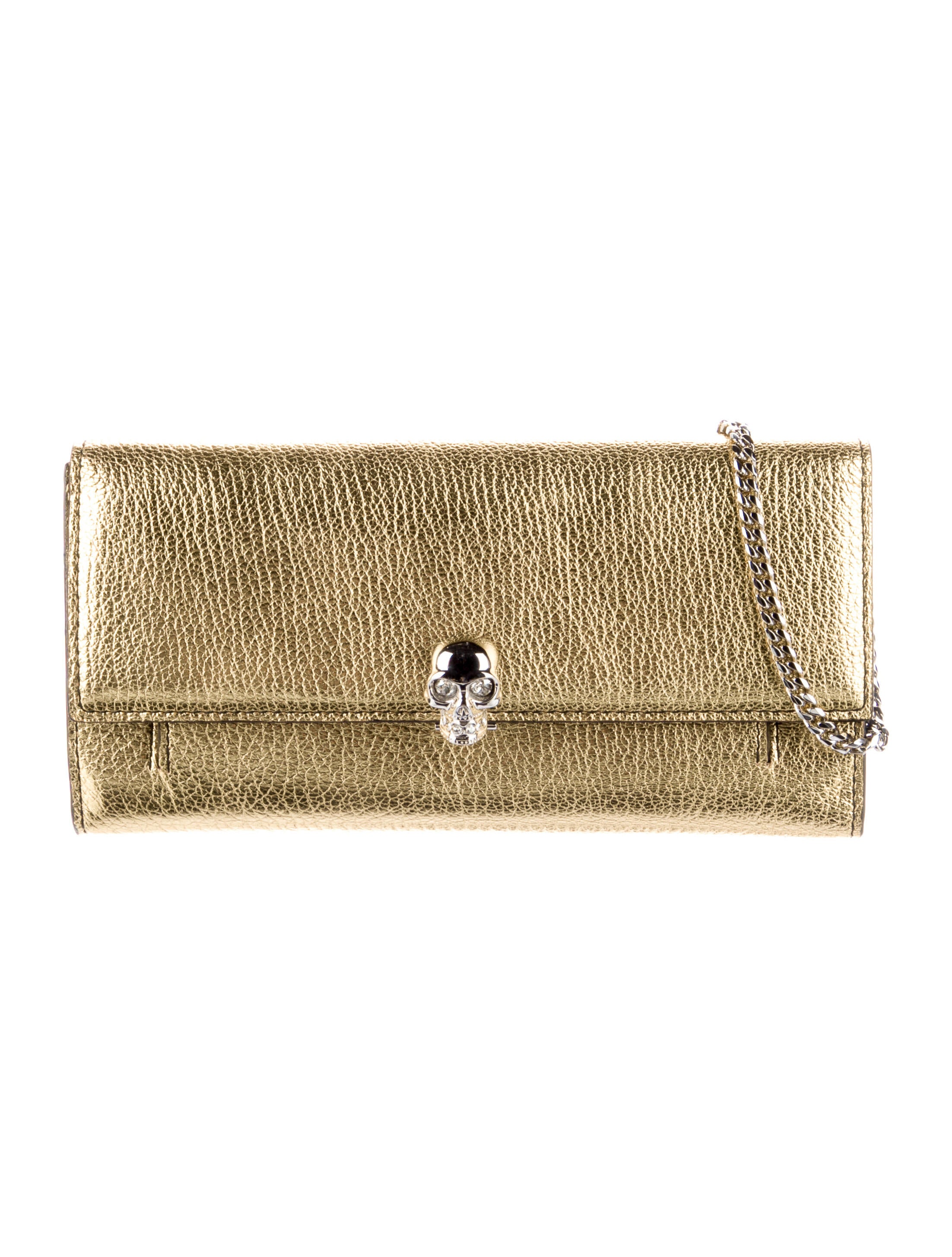 Alexander McQueen Metallic Leather Crossbody Bag Gold Crossbody Bags