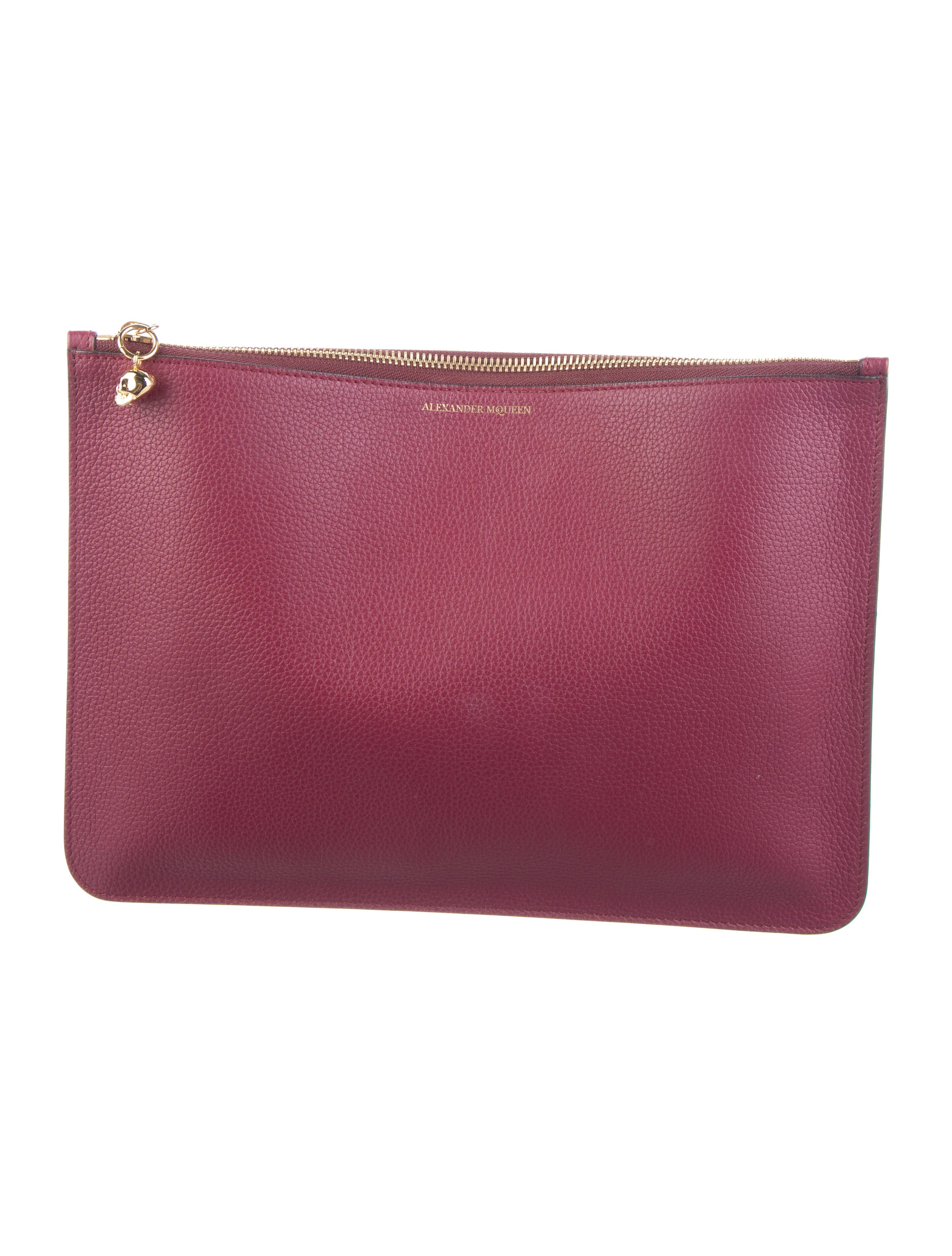 Furla Embossed Leather Zip Pouch Brown Clutches, Handbags WFU20302