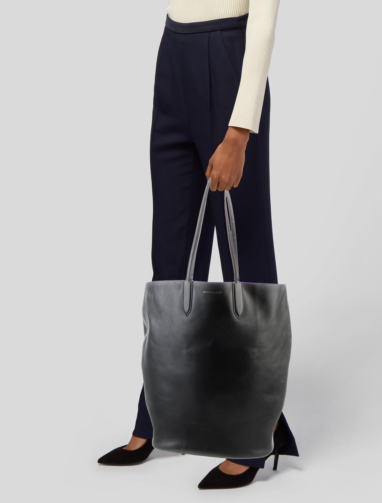 Alexander McQueen Large Leather Tote Bag Black Totes, Handbags