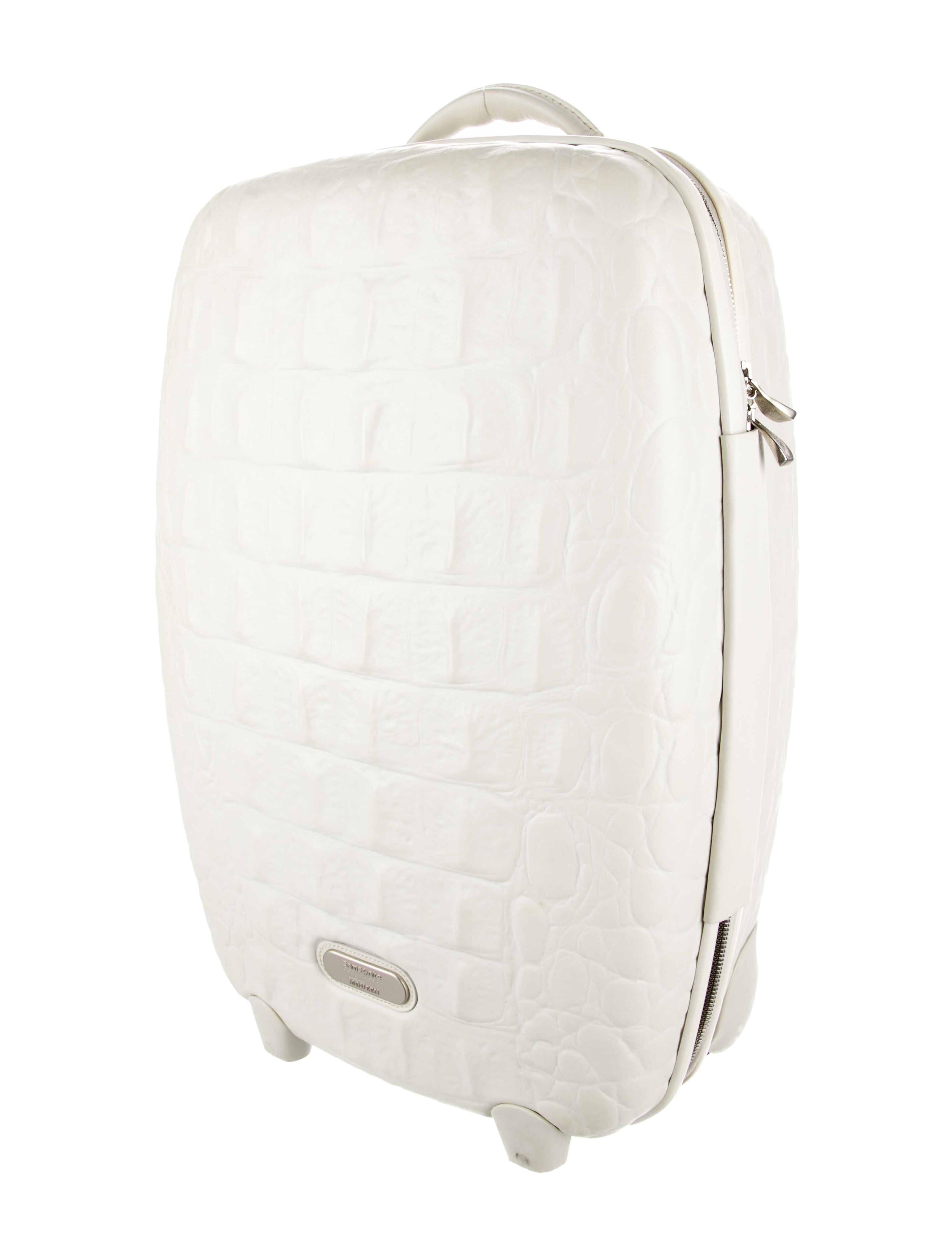 Valise Trolley Alexander McQueen X Samsonite - Croco Blanc - Roulettes - Occasion Rare