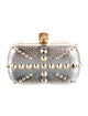 Alexander McQueen Studded Union Jack Skull Metallic Clutch
