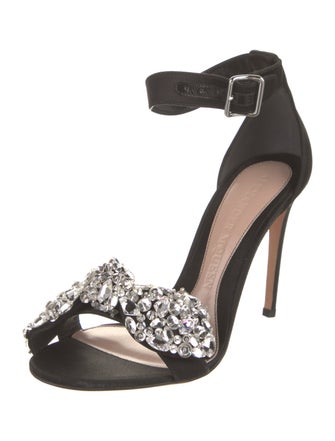 Alexander McQueen Satin Floral Print Sandals