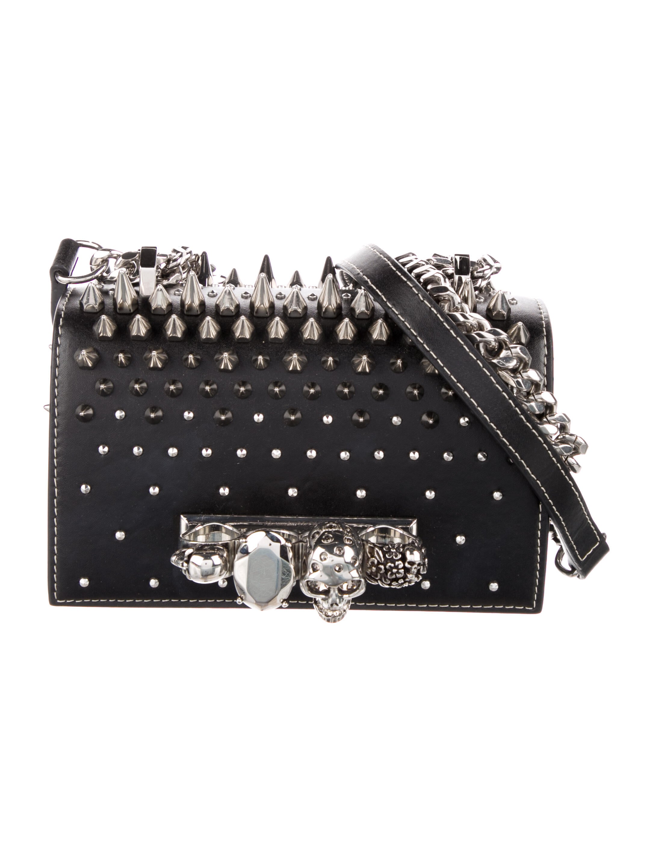 ショルダーバッグ・ポシェット Alexander Mcqueen Borsa Skull Mini McQueen Mini Skull Jewel Croc-Embossed Crossbody Bag