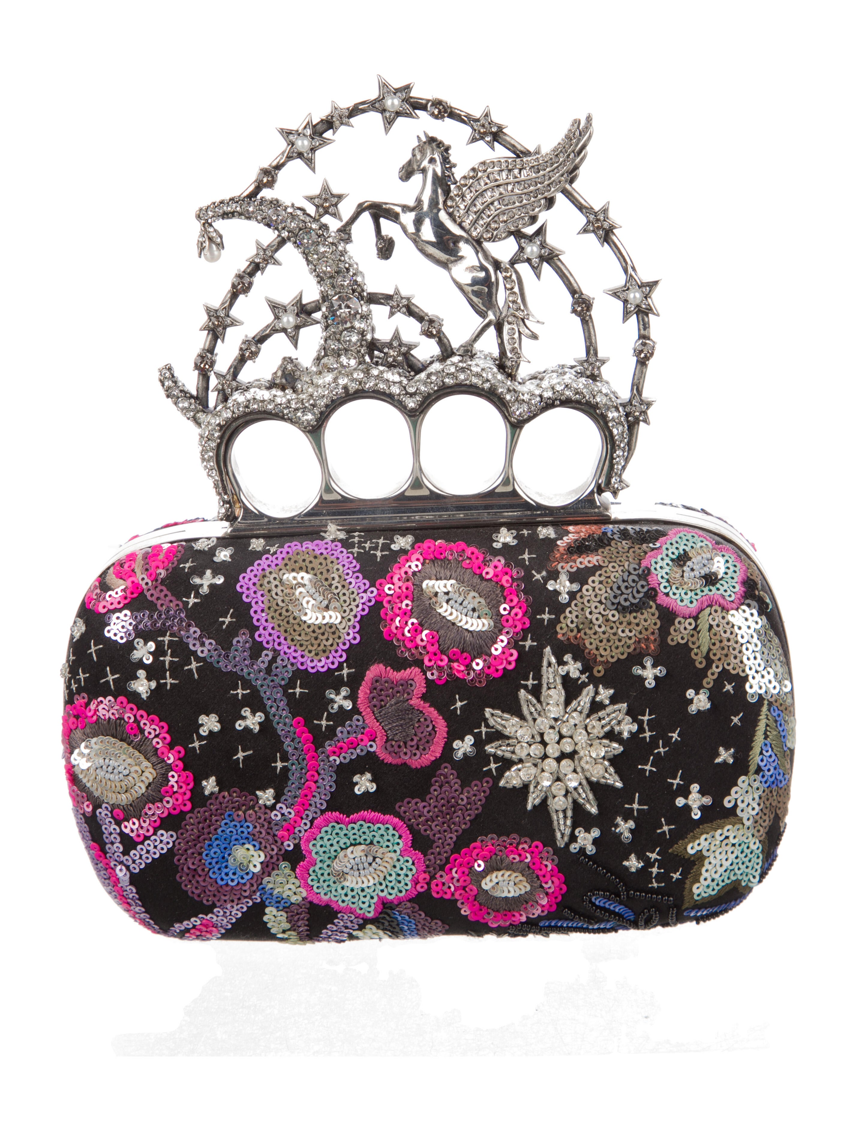 Alexander McQueen Pegasus Knuckle Embellished Box Clutch
