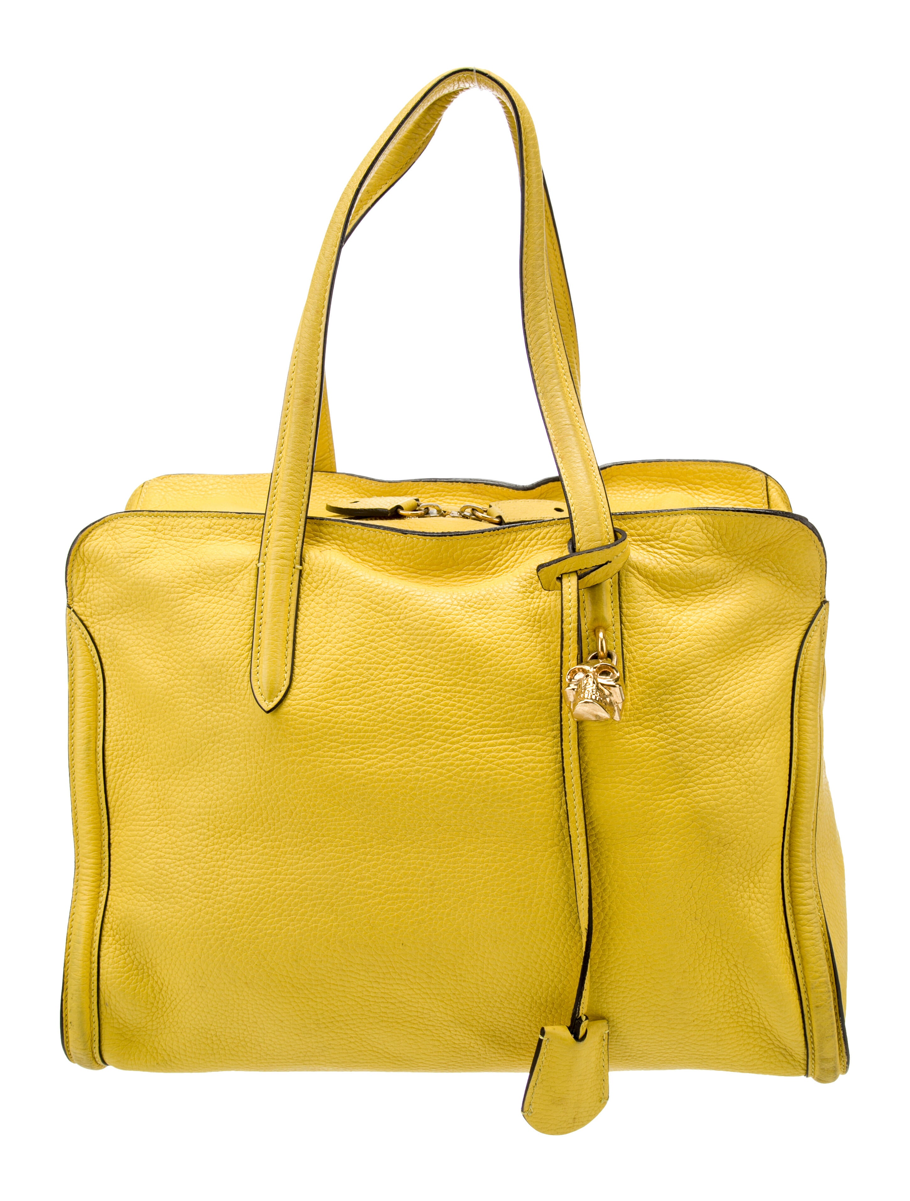 Alexander McQueen Leather Shoulder Bag Yellow Shoulder Bags, Handbags