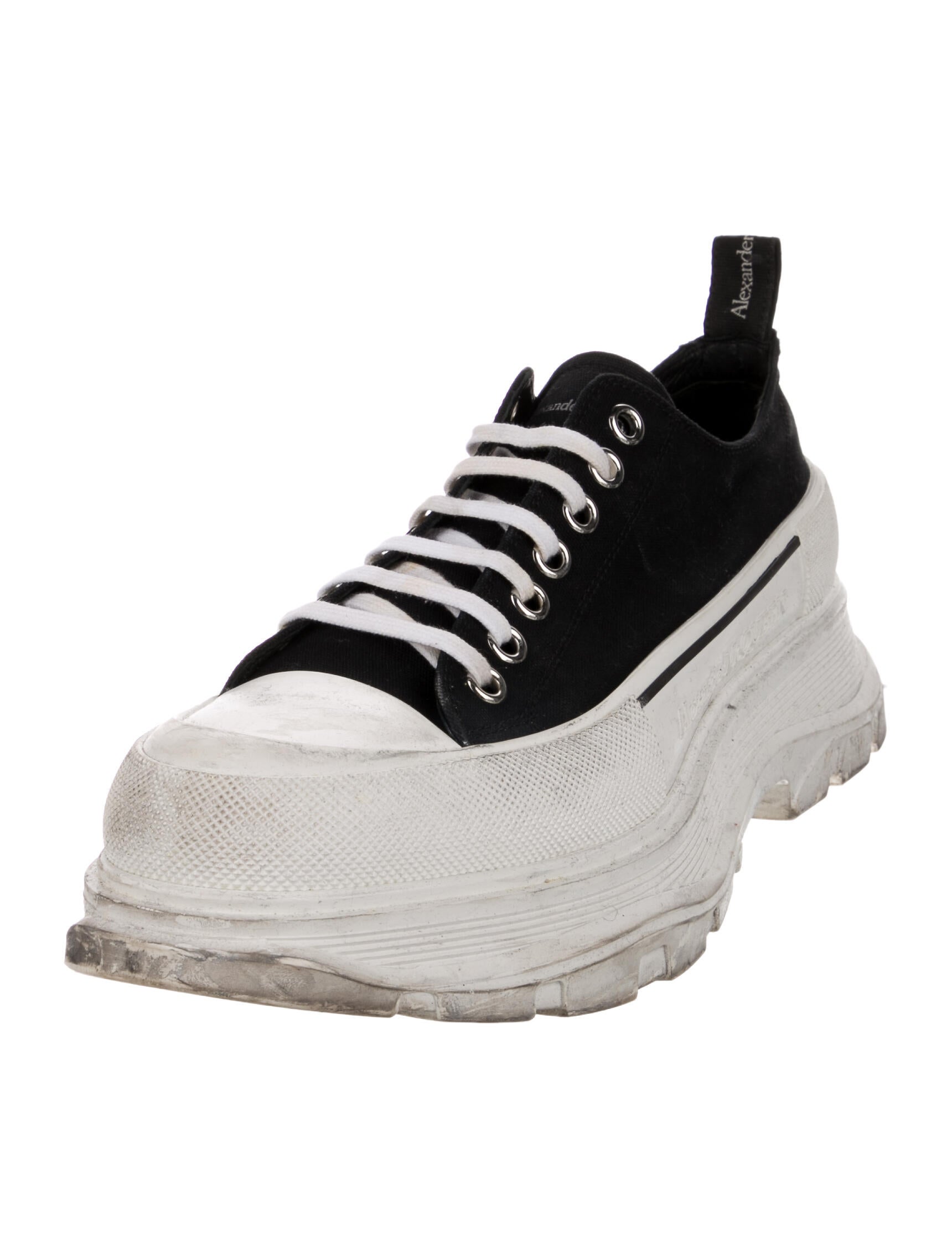 Alexander McQueen Canvas Colorblock Pattern Chunky Sneakers - Black ...