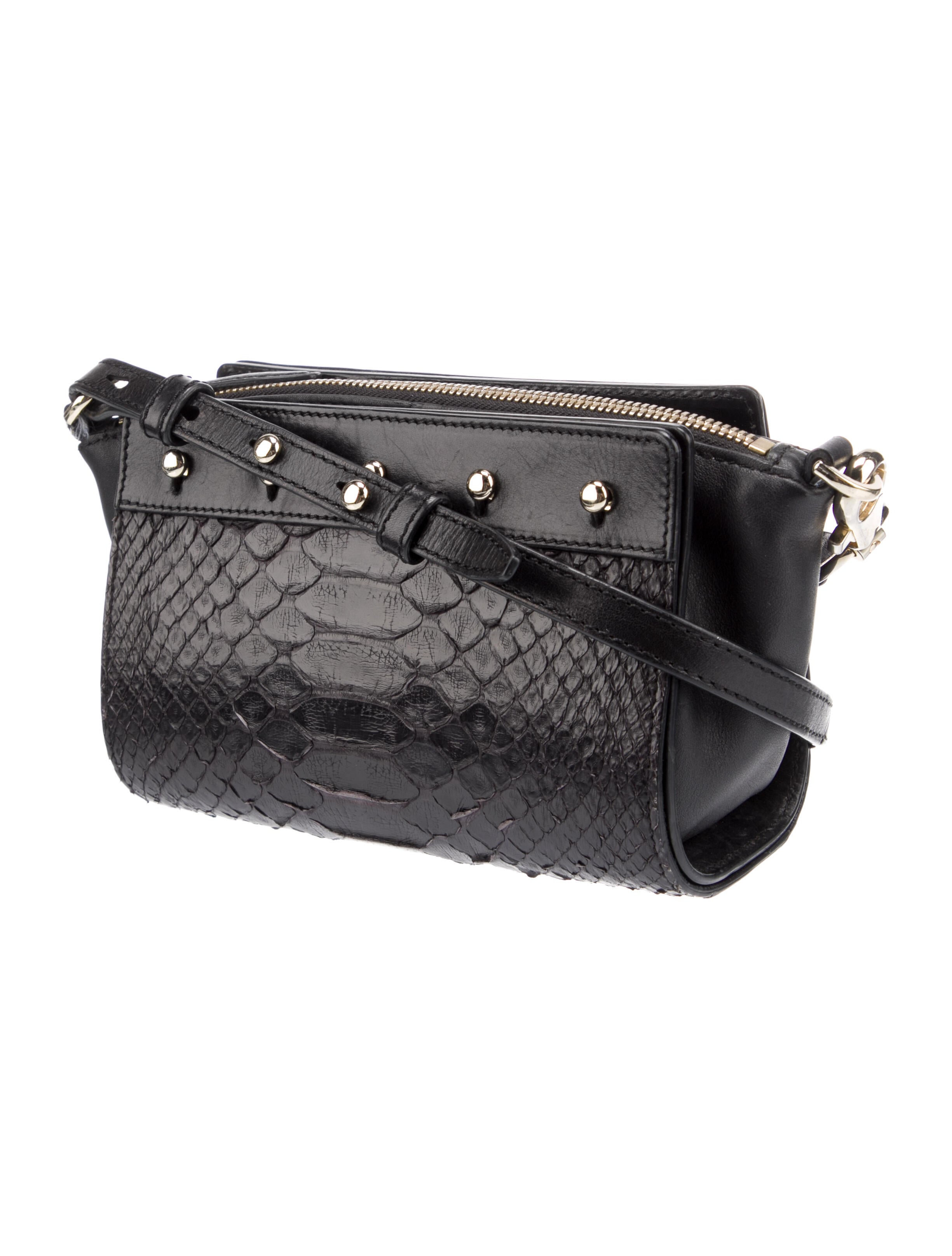 Alexander Wang LeatherTrimmed Python Crossbody Bag Black Crossbody