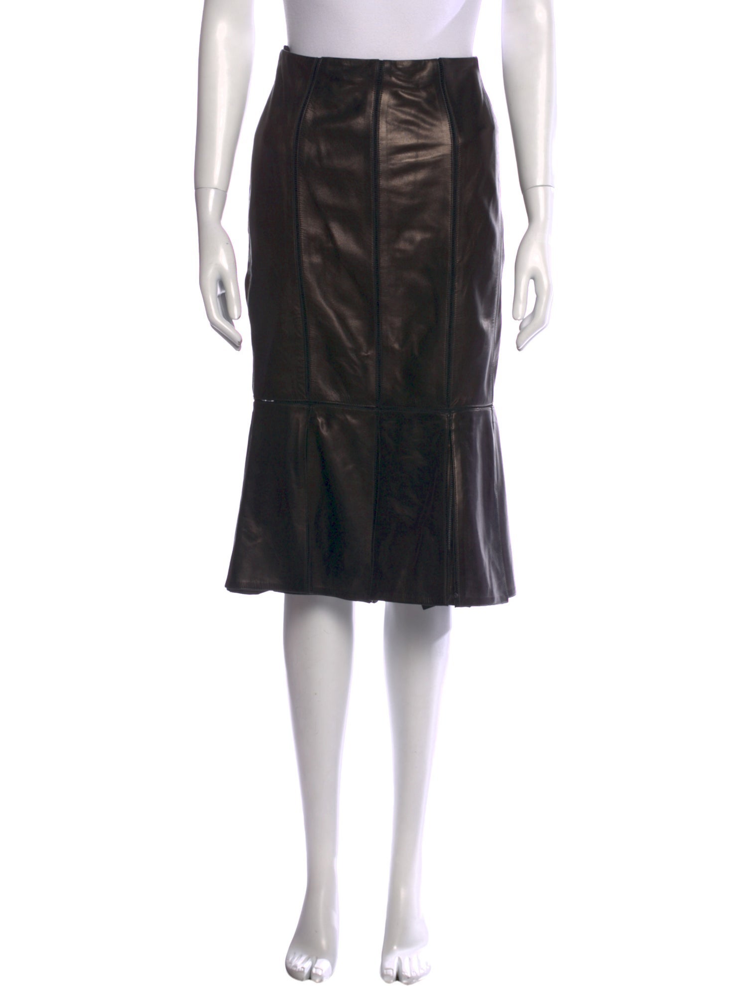 Alexander McQueen Leather Knee Length Skirt