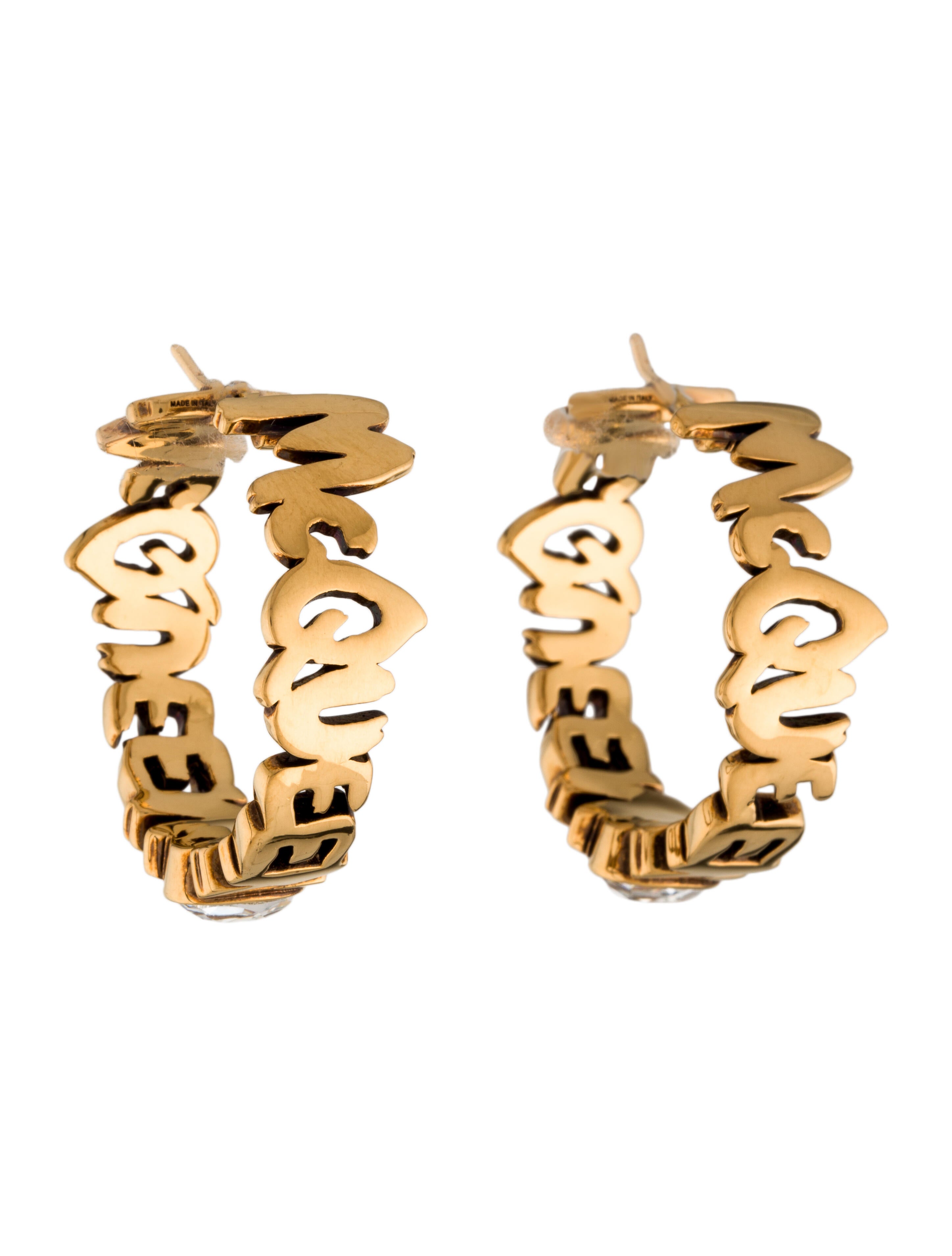 Versace Logo Hoop Earrings GoldTone Metal Hoop, Earrings VES127499