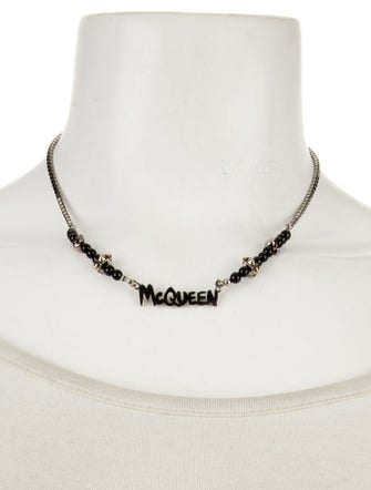 Alexander McQueen Cut-Out Graffiti Logo Necklace