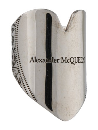Alexander McQueen Floral Logo Heart Band Ring