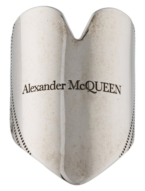 Alexander McQueen Floral Logo Heart Band Ring