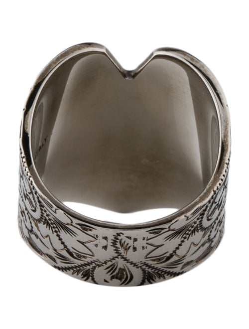 Alexander McQueen Floral Logo Heart Band Ring