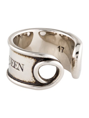 Alexander McQueen Band Safety Pin Logo Ring 17 | 7.75