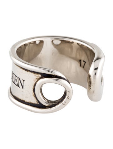 Alexander McQueen Band Safety Pin Logo Ring 17 | 8.25