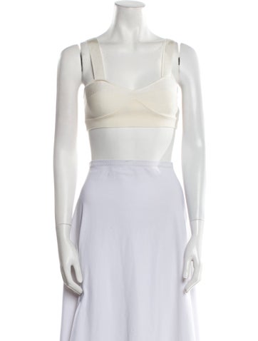 Alexander McQueen Tops V-Neck Sleeveless Crop Top XXS