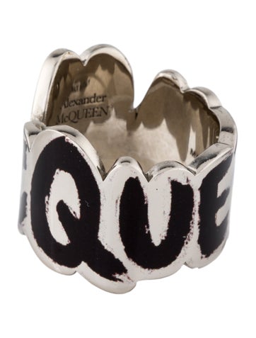Alexander McQueen Band Graffiti Logo Ring 17 | 8.5