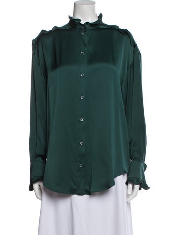 Alexander McQueen Tops Silk Turtleneck Button-Up Top Us6, It42 | M
