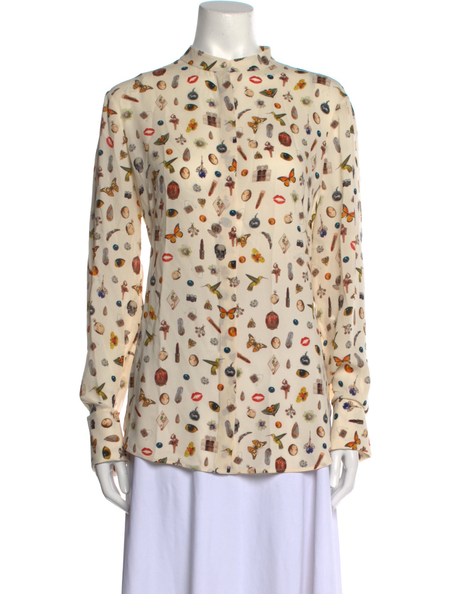 Alexander McQueen Silk Printed Blouse Neutrals Tops, Clothing