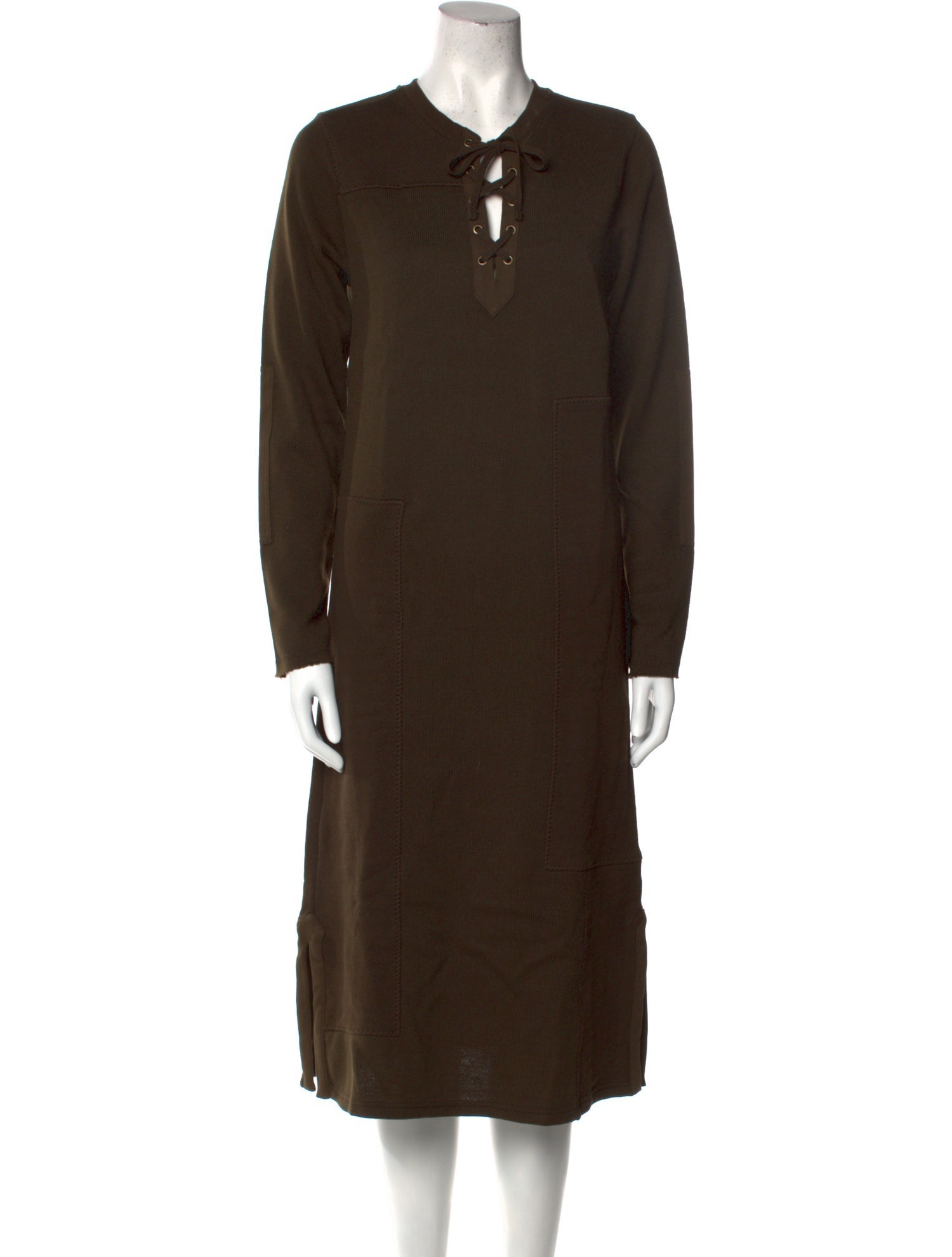 McQ Alexander McQueen V-Neck Midi Length Dress