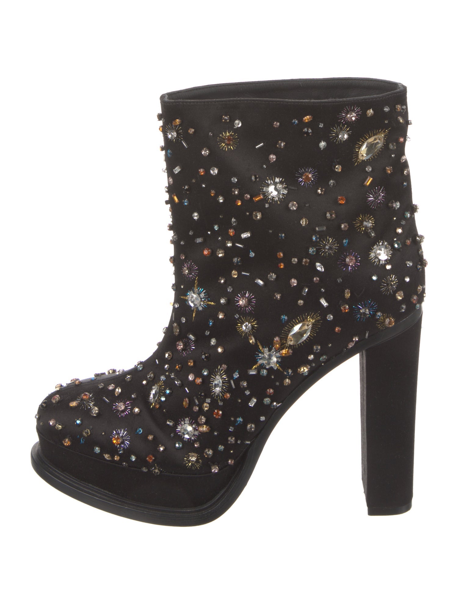 Alexander McQueen Satin Crystal Embellishments Boots