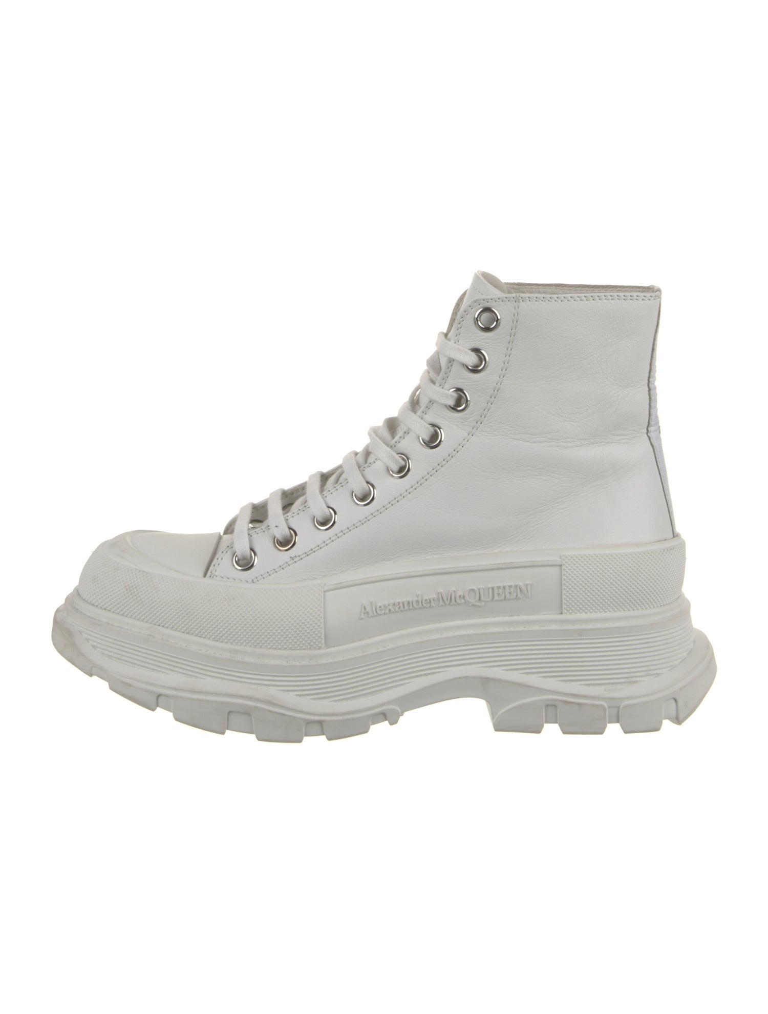 Alexander McQueen Leather Grosgrain Trim Combat Boots