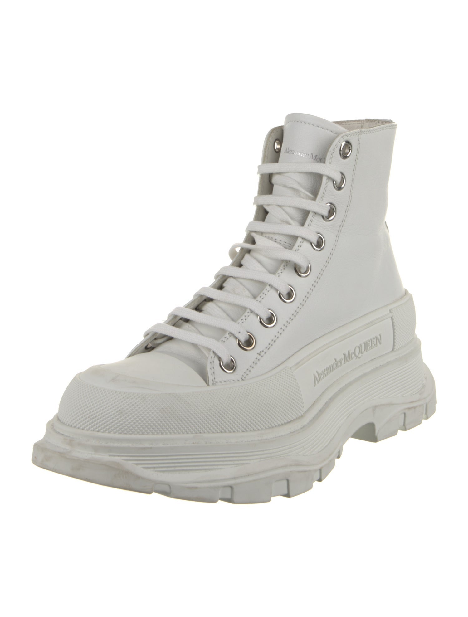 Alexander McQueen Leather Grosgrain Trim Combat Boots