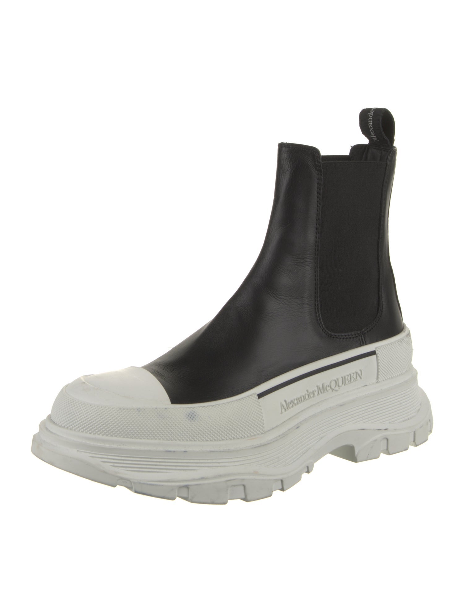 Alexander McQueen Leather Colorblock Pattern Chelsea Boots