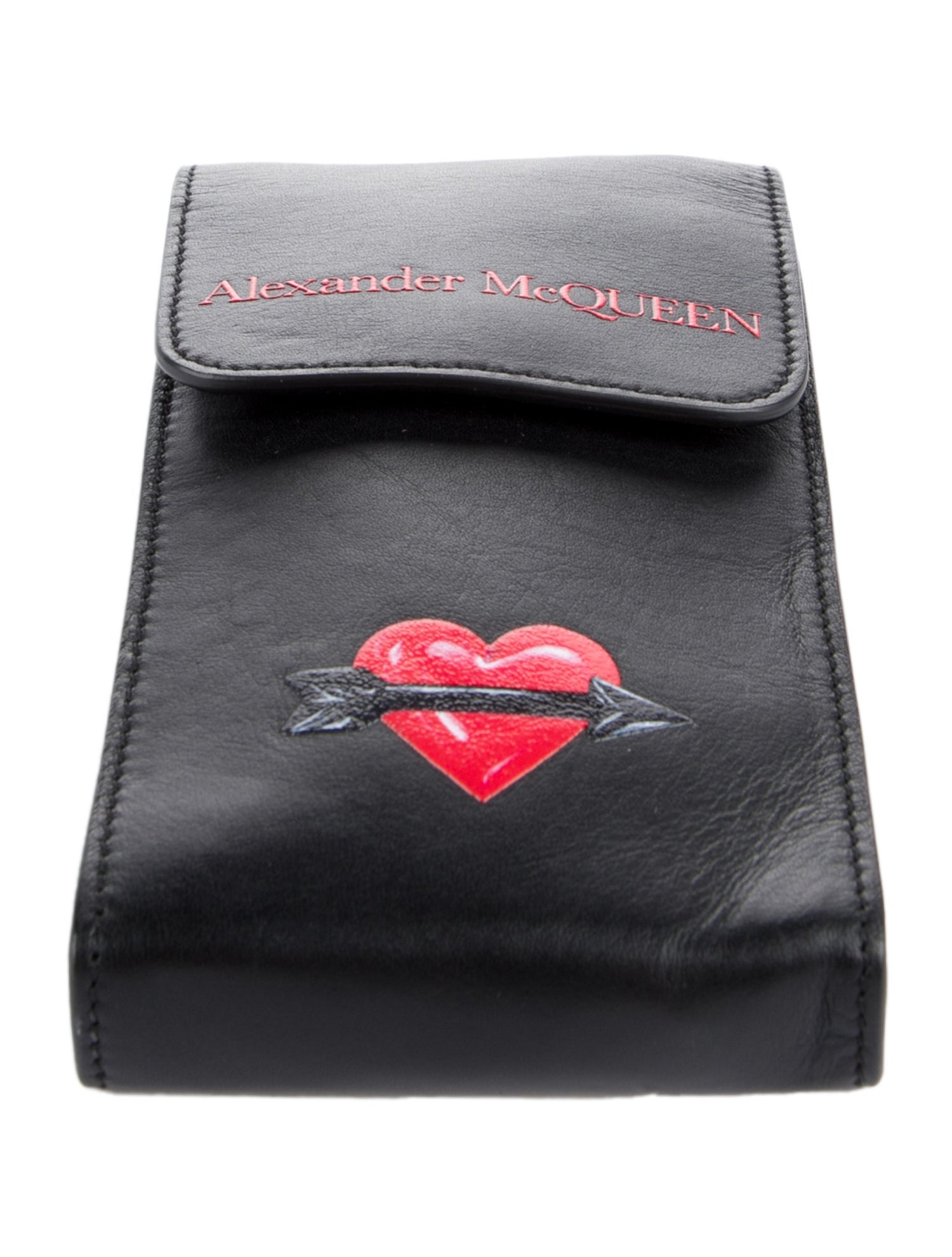 Alexander McQueen Red Lips Mobile Black Case Shoulder Bag