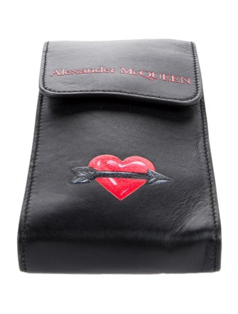Alexander McQueen Red Lips Mobile Black Case Shoulder Bag
