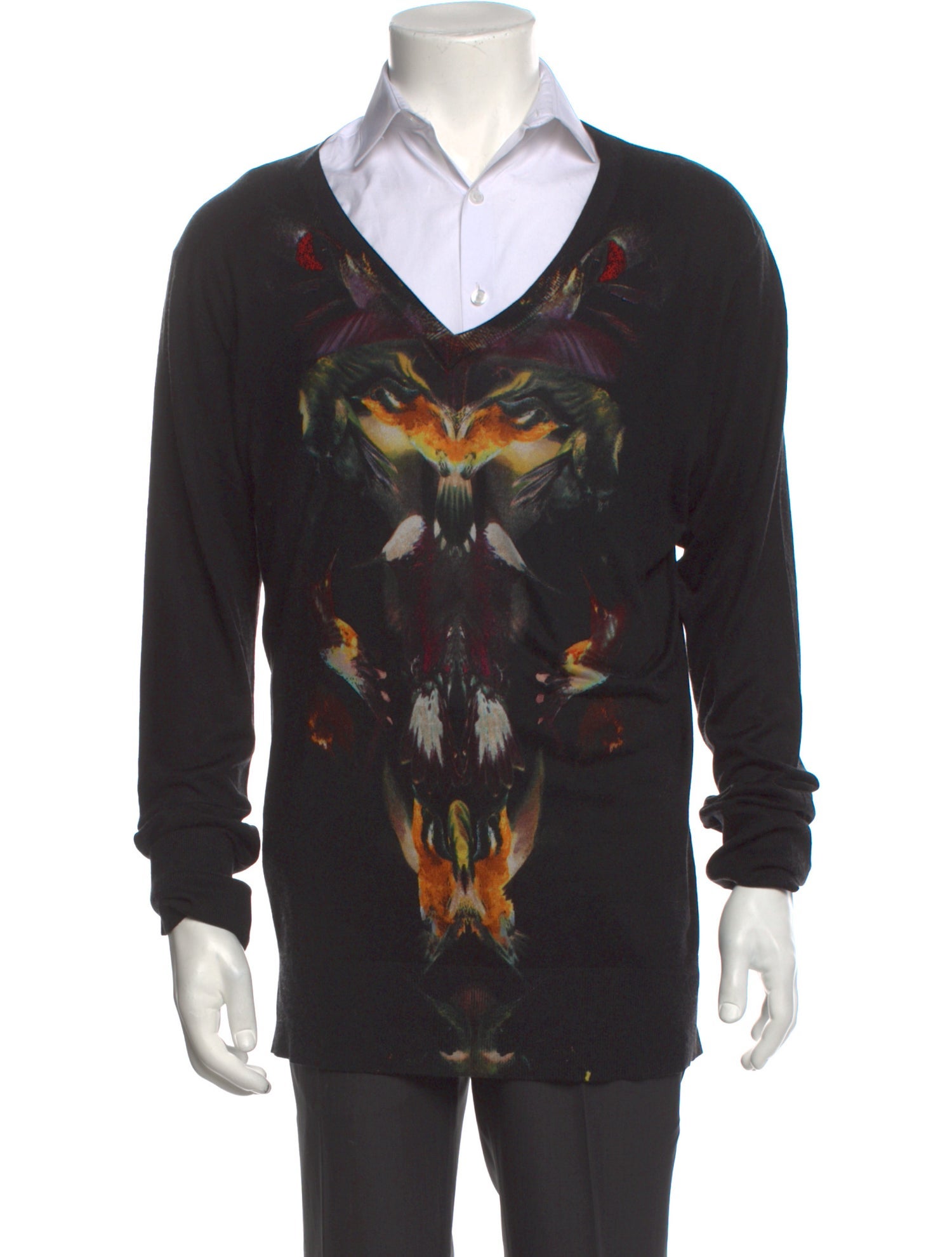 Alexander McQueen Graphic Print V-Neck Pullover
