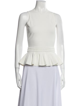 Alexander McQueen Crew Neck Sleeveless Crop Top