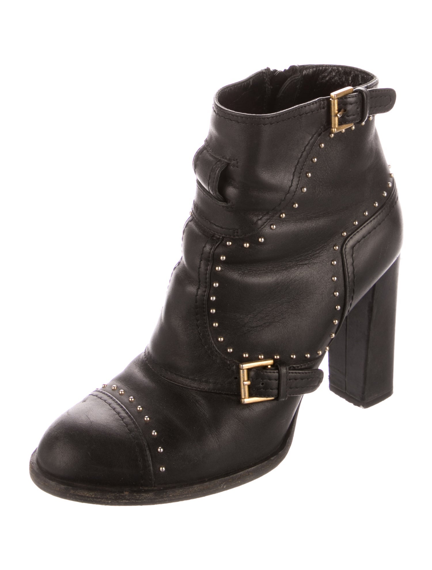 Alexander McQueen Leather Studded Accents Boots