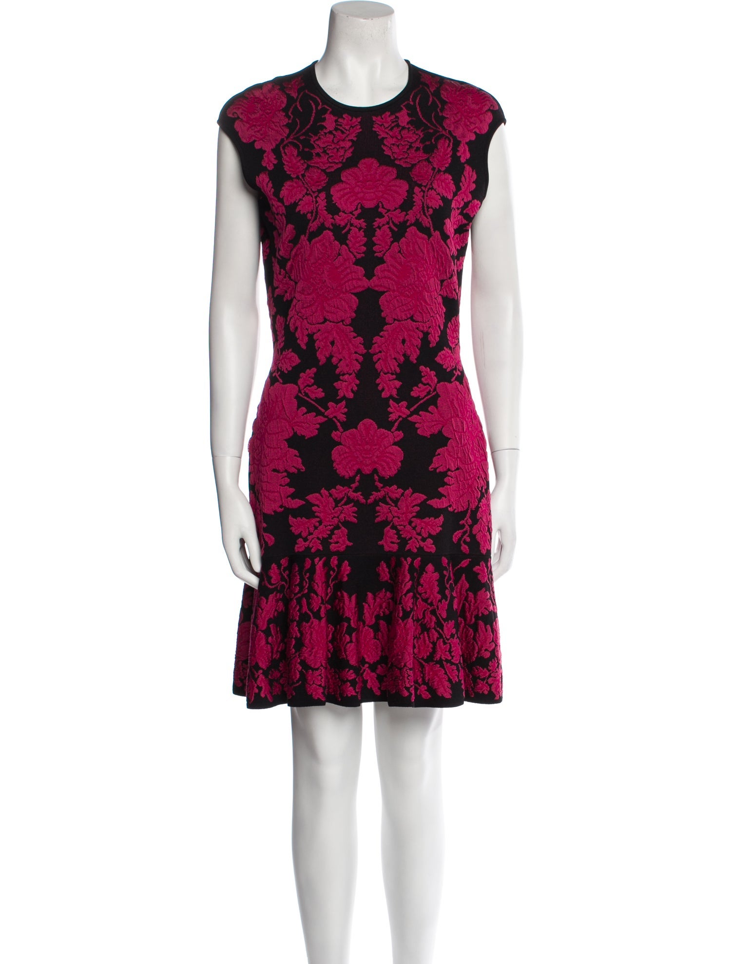 Alexander Mcqueen Floral Print Mini Dress Black Dresses Clothing