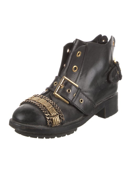 Alexander McQueen Leather Chain-Link Accents Combat Boots