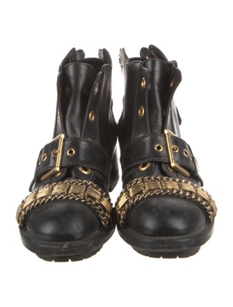 Alexander McQueen Leather Chain-Link Accents Combat Boots
