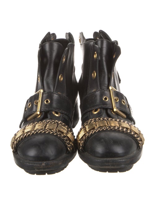 Alexander McQueen Leather Chain-Link Accents Combat Boots