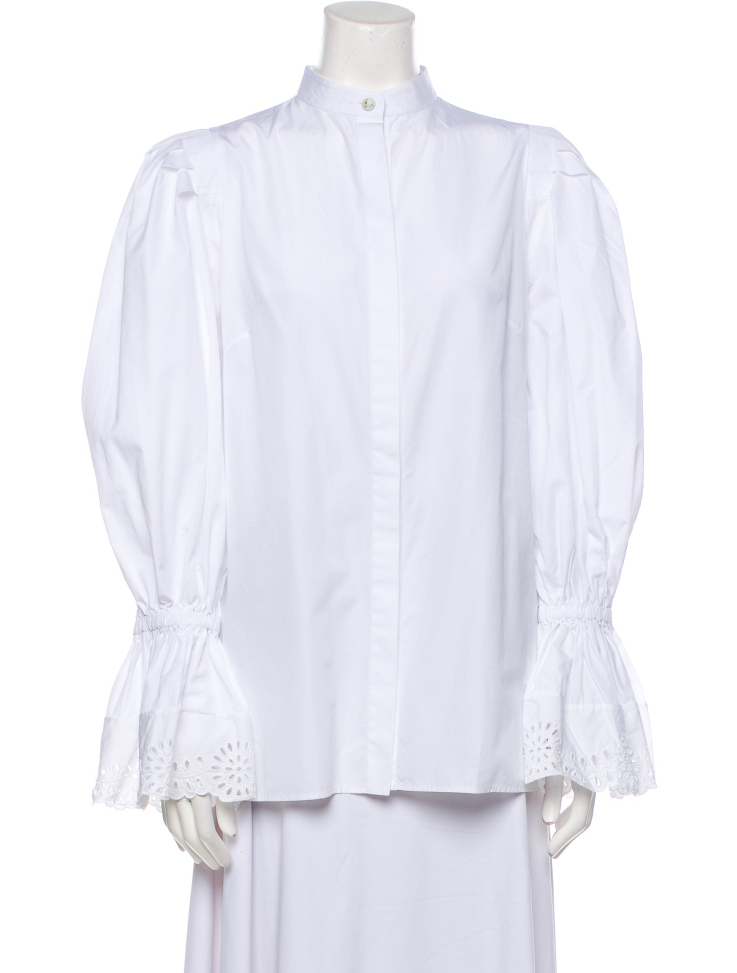 Alexander McQueen Mock Neck Long Sleeve Button-Up Top