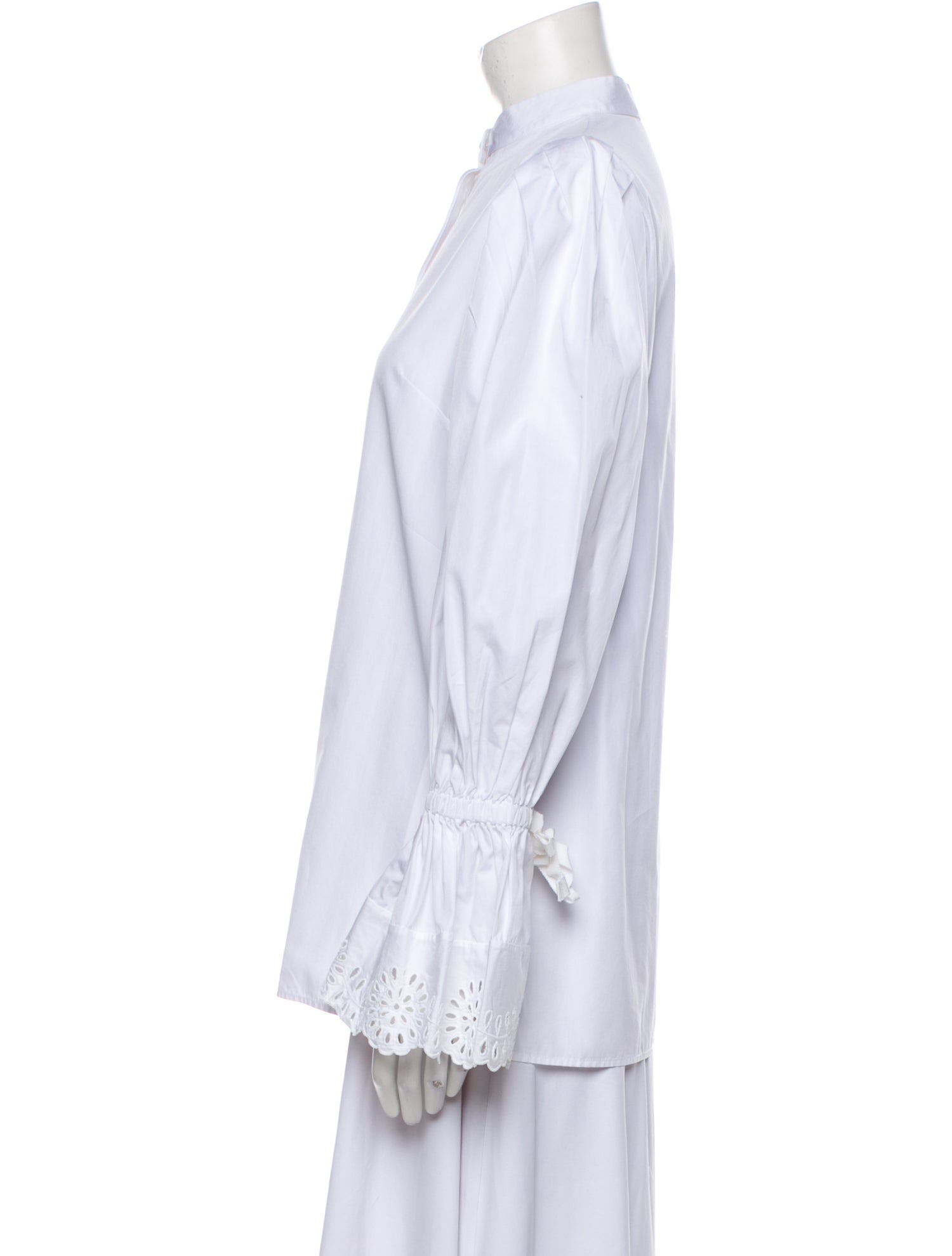 Alexander McQueen Mock Neck Long Sleeve Button-Up Top