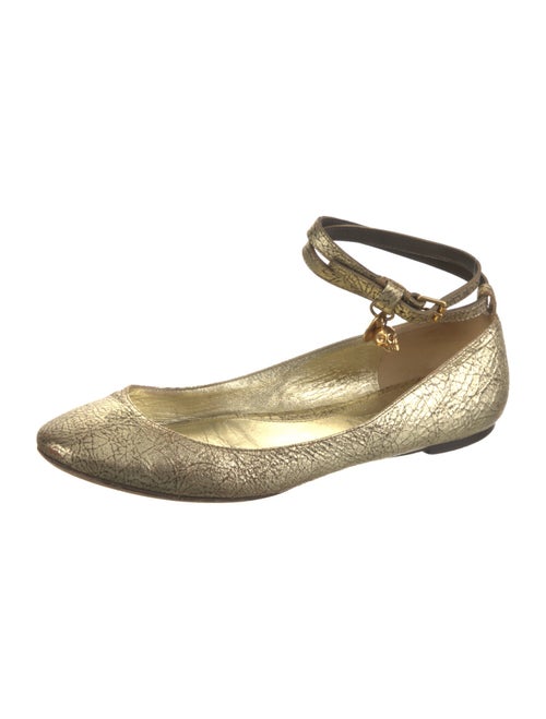 Alexander McQueen Leather Crystal Embellishments Ballet Flats