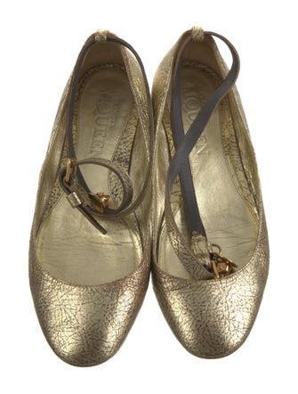 Alexander McQueen Leather Crystal Embellishments Ballet Flats