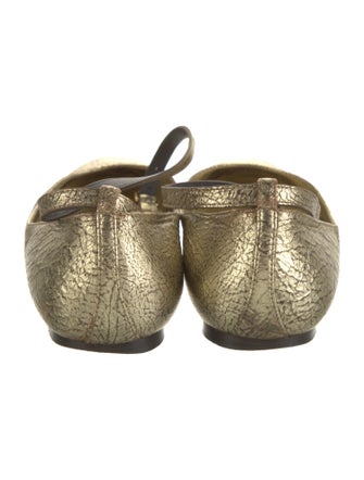 Alexander McQueen Leather Crystal Embellishments Ballet Flats