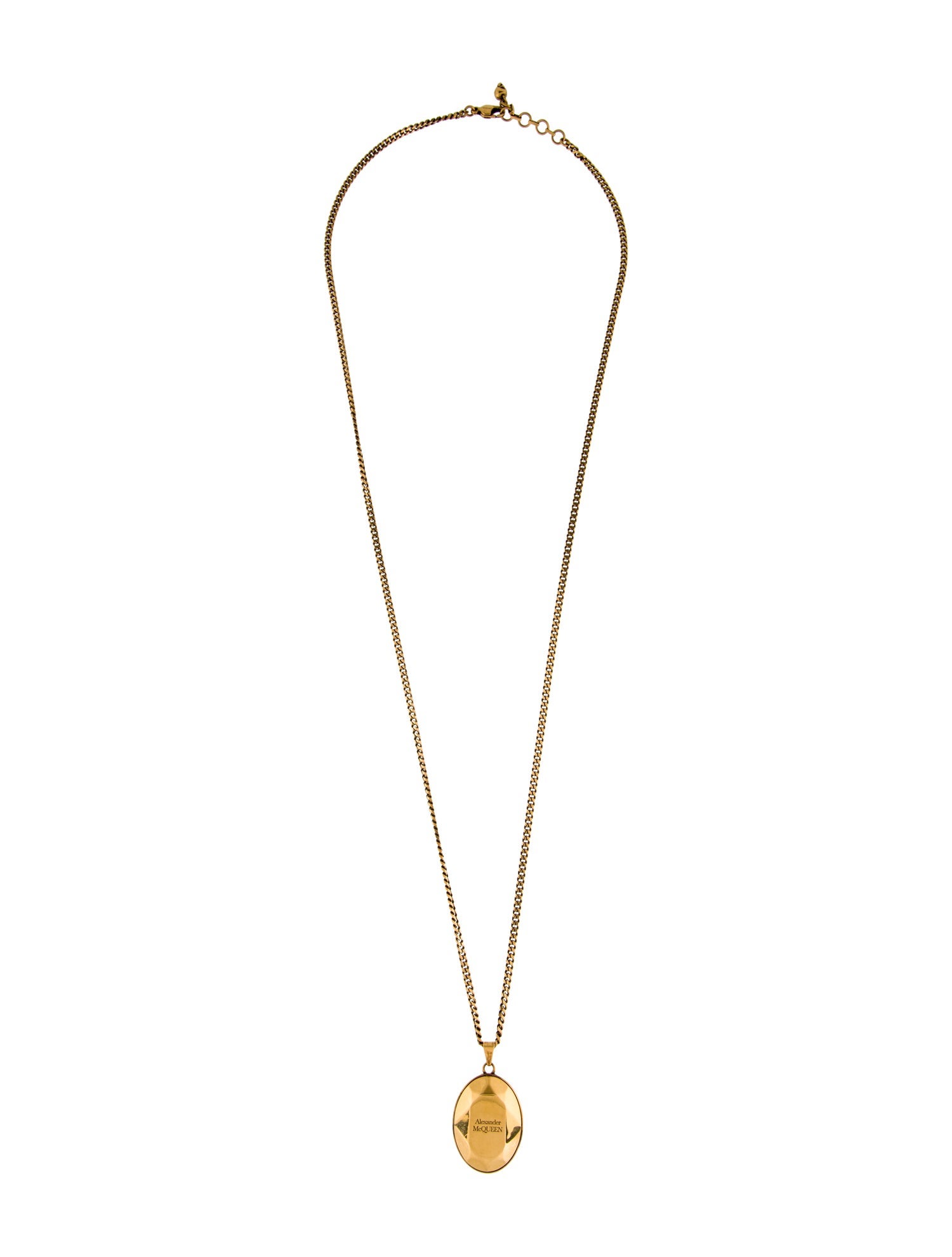Alexander McQueen Faceted Engraved Stone Pendant Necklace
