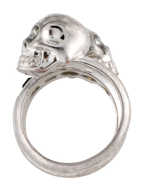 Alexander McQueen Crystal Twin Skull Spiral Ring