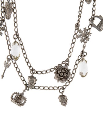 Alexander McQueen Resin & Crystal Charm Multistrand Necklace