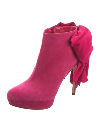 Alexander McQueen Suede Bow Accents Boots